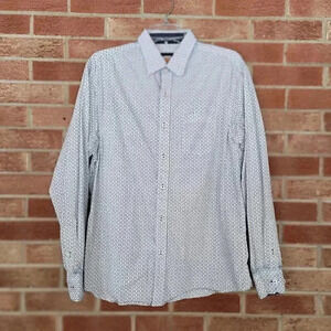Sqwear Button Up Shirt Men's Size Large Long Sleeve All Over Print